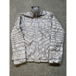 The North Face Womens ThermoBall Eco Puffer Jacket Silver Metallic Medium M